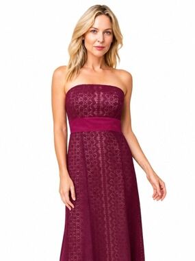 Tracy Reese New York Strapless Wine Lace Dress | Size 4 | Elegant Wool Blend